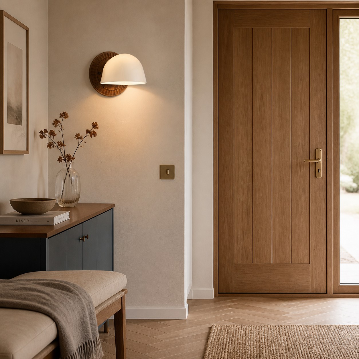 Vale wall sconce in a living room sofa corner