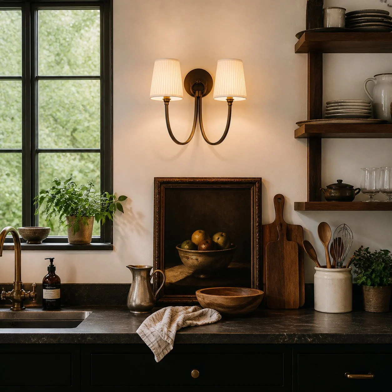 Two-light output of the Ananke wall sconce
