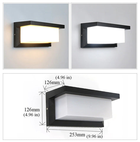 Horizontal LED Outdoor Wall Light Dimensions