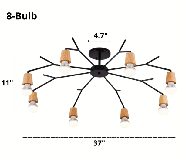 Eight Bulb Forest Modern Nordic Ceiling Light Dimensions