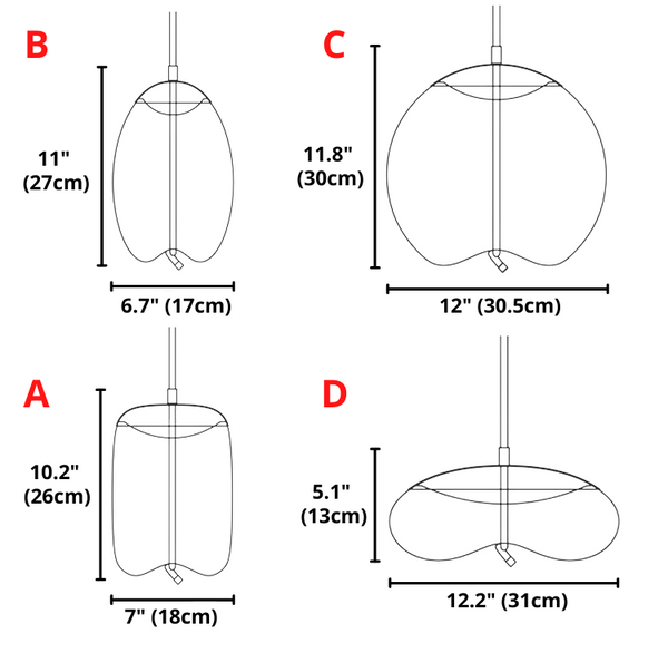 Abmessungen der nordischen Pendelleuchte aus Seil und Glas