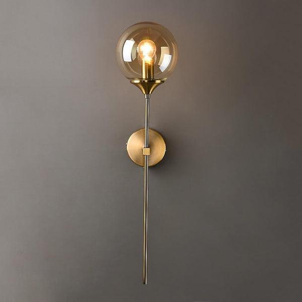 Lights of Scandinavia - Istapp - E14 Moderne nordische LED-Wandlampen, Glaskugel, goldene Wandleuchte, Innenschlafzimmer, Bdside, Gang, minimalistische Beleuchtungskörper, Dekoration
