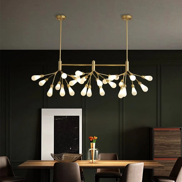 Lights of Scandinavia – Infloreszenz – nordischer Luxus-LED-Kronleuchter aus Kupfer. Moderne Beleuchtung für Esszimmer, Flure oder warum nicht auch den Eingangsbereich erhellen? Luxus LED Kronleuchter Beleuchtung Firefly Esszimmer Wohnzimmer Kreative Hängelampe Moderne Schlafzimmer Home Deco Leuchten