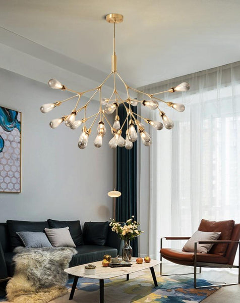 Lights of Scandinavia – Infloreszenz – nordischer Luxus-LED-Kronleuchter aus Kupfer. Moderne Beleuchtung für Esszimmer, Flure oder warum nicht auch den Eingangsbereich erhellen? Luxus LED Kronleuchter Beleuchtung Firefly Esszimmer Wohnzimmer Kreative Hängelampe Moderne Schlafzimmer Home Deco Leuchten