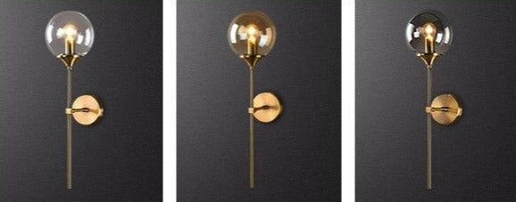Lights of Scandinavia - Istapp - E14 Moderne nordische LED-Wandlampen, Glaskugel, goldene Wandleuchte, Innenschlafzimmer, Bdside, Gang, minimalistische Beleuchtungskörper, Dekoration