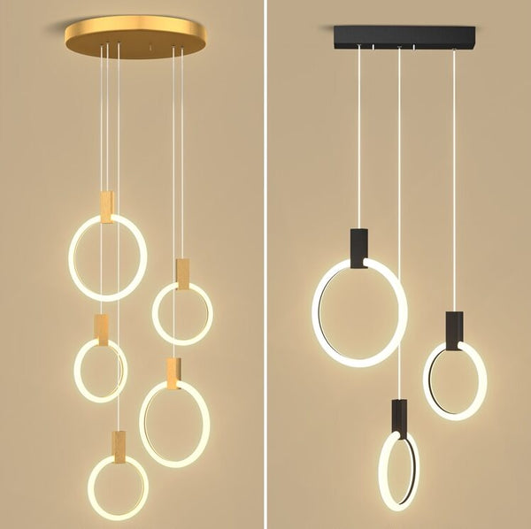 Lights of Scandinavia – Halo – Moderner hängender Treppen-LED-Kronleuchter. Perfekt, um in jeder Ecke oder auf einer Treppe Stimmung zu schaffen. Ringe aus Aluminium/Acryl. Spezifikationen: Lichtquelle: LED-Leuchtmittel, Sockeltyp: 2G11, inklusive Leuchtmittel, dimmbar, Schaltertyp, Stromquelle: Wechselstrom, 110–240 V, Beleuchtungsbereich, Abdeckung, Installationsart, halbbündige Montage, Gehäusematerial: Acryl, Garantie: 2 Jahre, Zertifizierung: CCC, CE, CQC, FCC, GS, LVD, PSE, ROHS , SAA, UL
