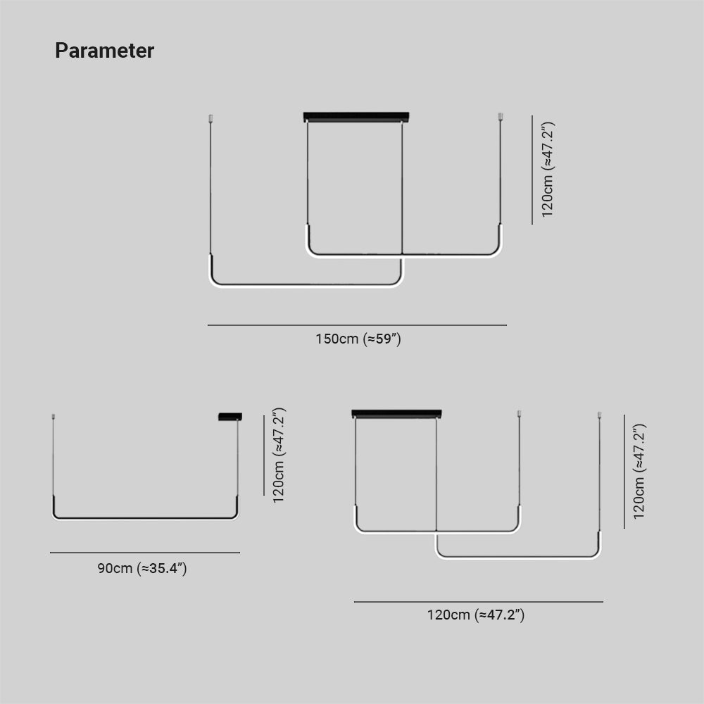 Edge Moderne lineare Pendelleuchte mit Doppelrahmen, Schwarz/Gold