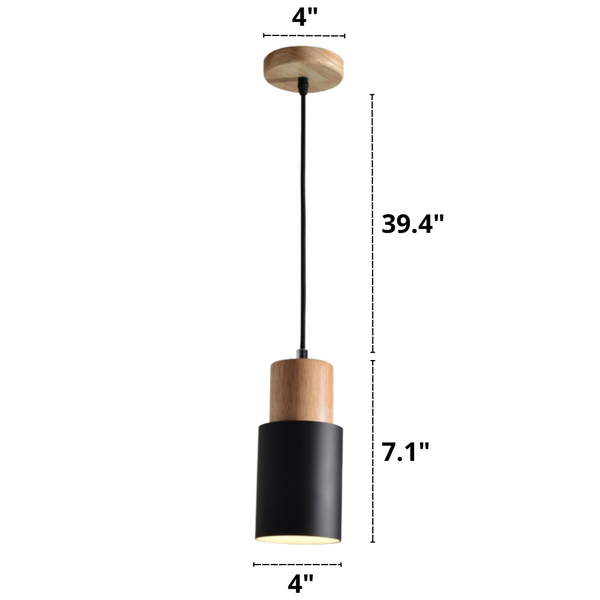 Designer Nordic Wood Base Pendant Light Dimensions