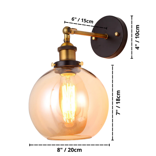 Classic retro glass wall lamp dimensions