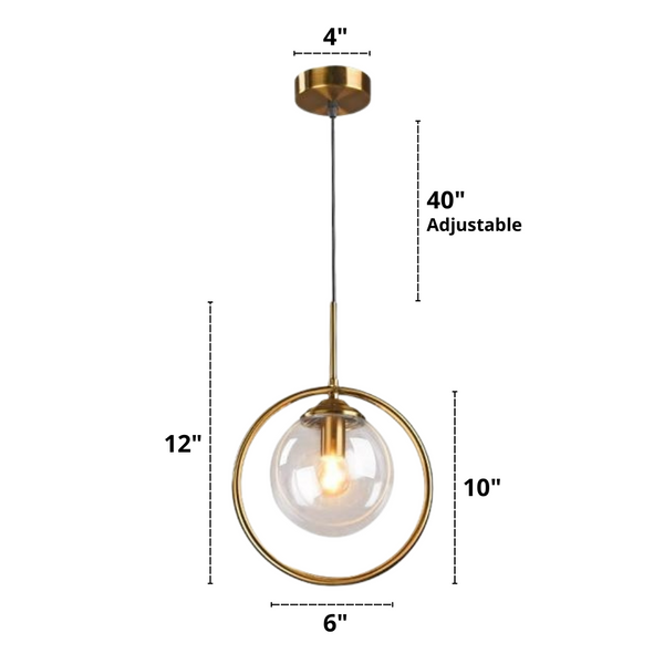 Brass Ring Glass Globe Pendant Light Dimensions
