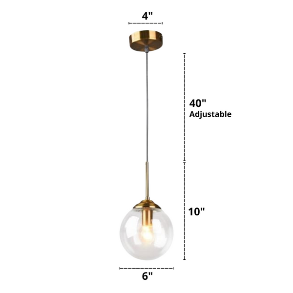 Classic Glass Globe Pendant Light Dimensions