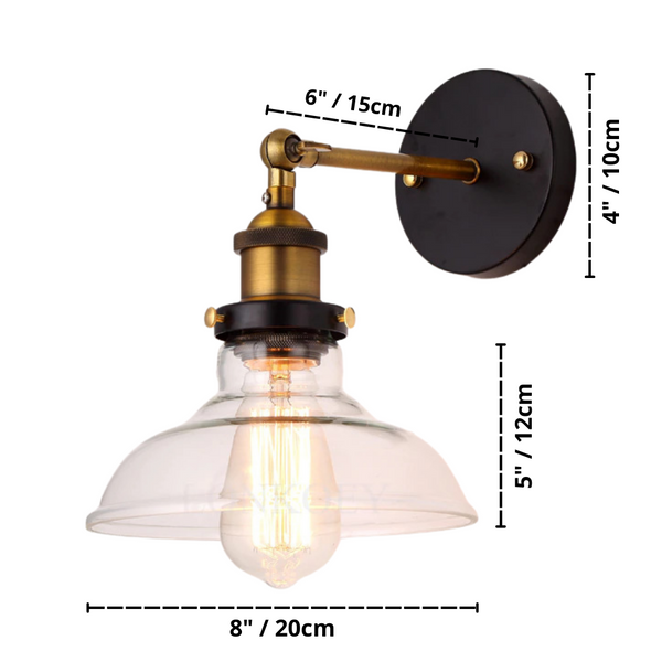 Classic retro glass wall lamp dimensions