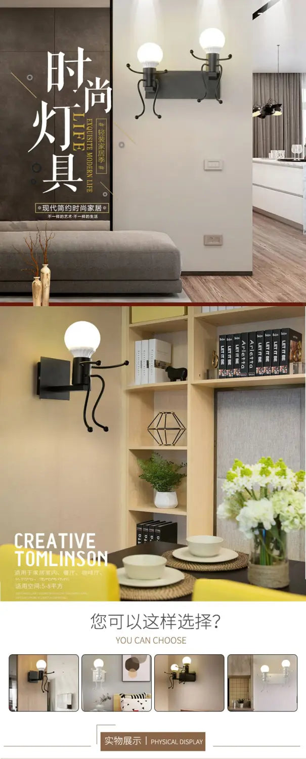 Lampes de fourmis de robot en métal de minimalisme créatif moderne pour des enfants