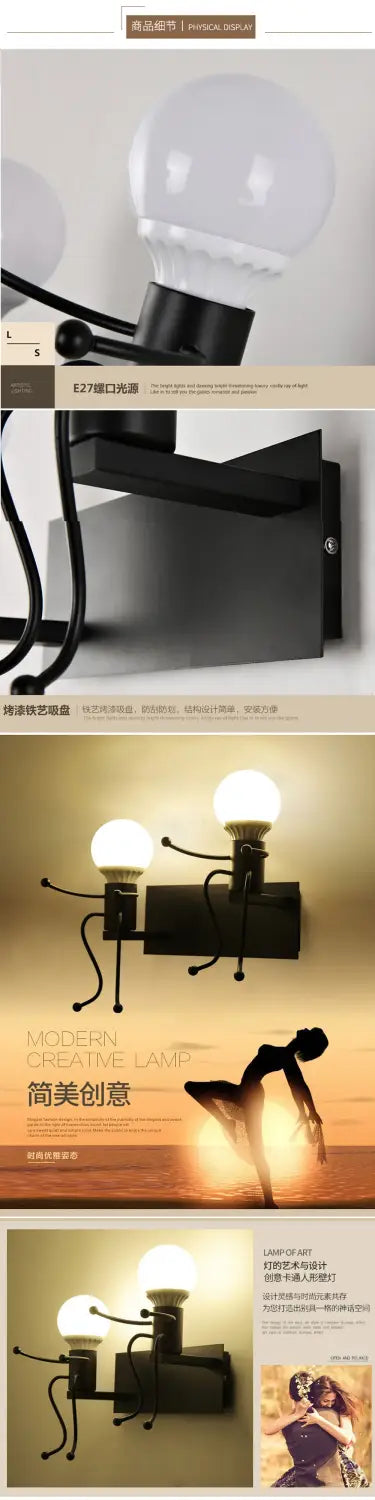 Lampes de fourmis de robot en métal de minimalisme créatif moderne pour des enfants