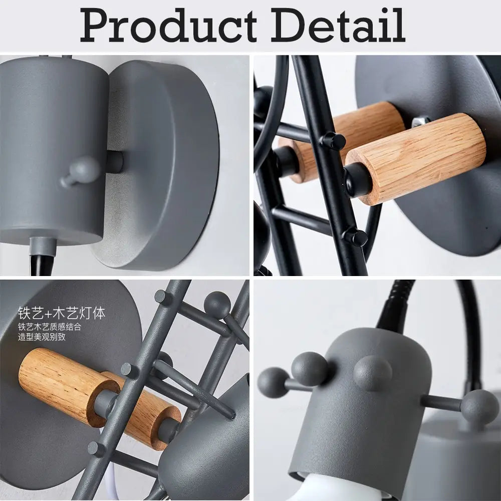 Lampes de fourmis de robot en métal de minimalisme créatif moderne pour des enfants