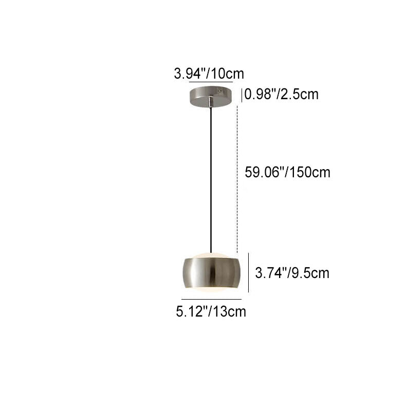 Diagramme de dimensions des suspensions LED modernes en forme de tambour