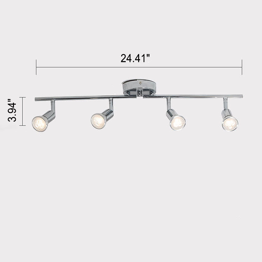 Schéma des dimensions du projecteur chromé à 4 lumières