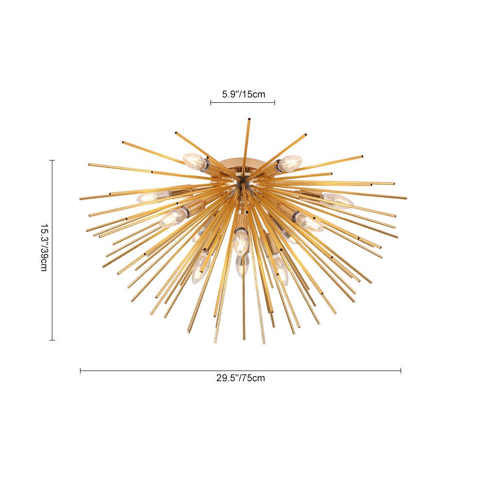 Dimension diagram for the Modern Sputnik Firework Flush Mount Ceiling Light