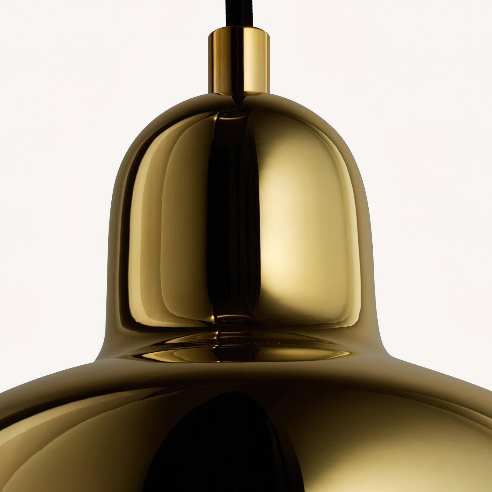 Close view of the polished bell pendant shade