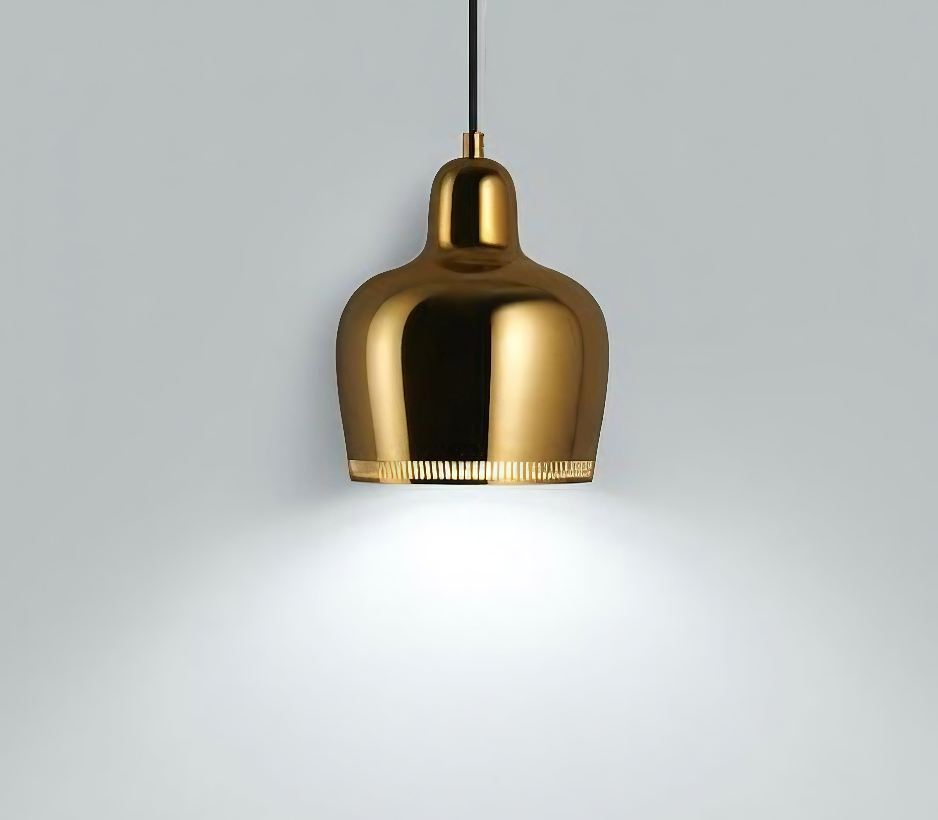 Golden Bell Pendant Light casting a soft downward glow