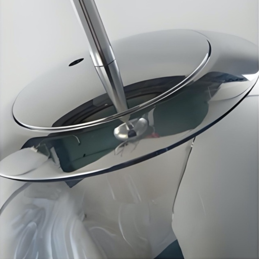 Polished metal ceiling mount close-up