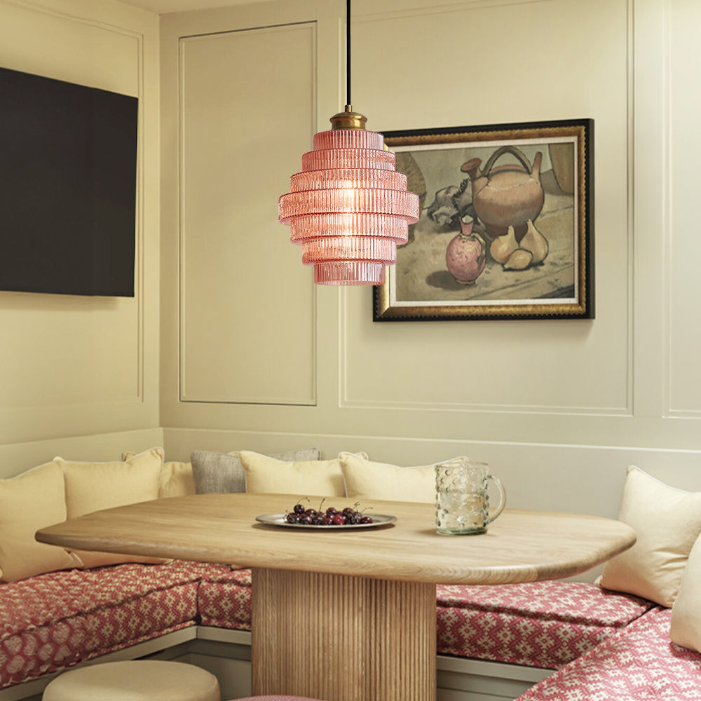 Lampada a sospensione in vetro colorato a strisce Amara Nordic 0.jpg__PID:8a8265d2-7084-4fb9-9ef3-dce63d1a886e