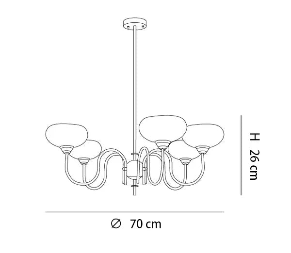 Plafonnier Luna en verre blanc crème à bulles (taille : 5)