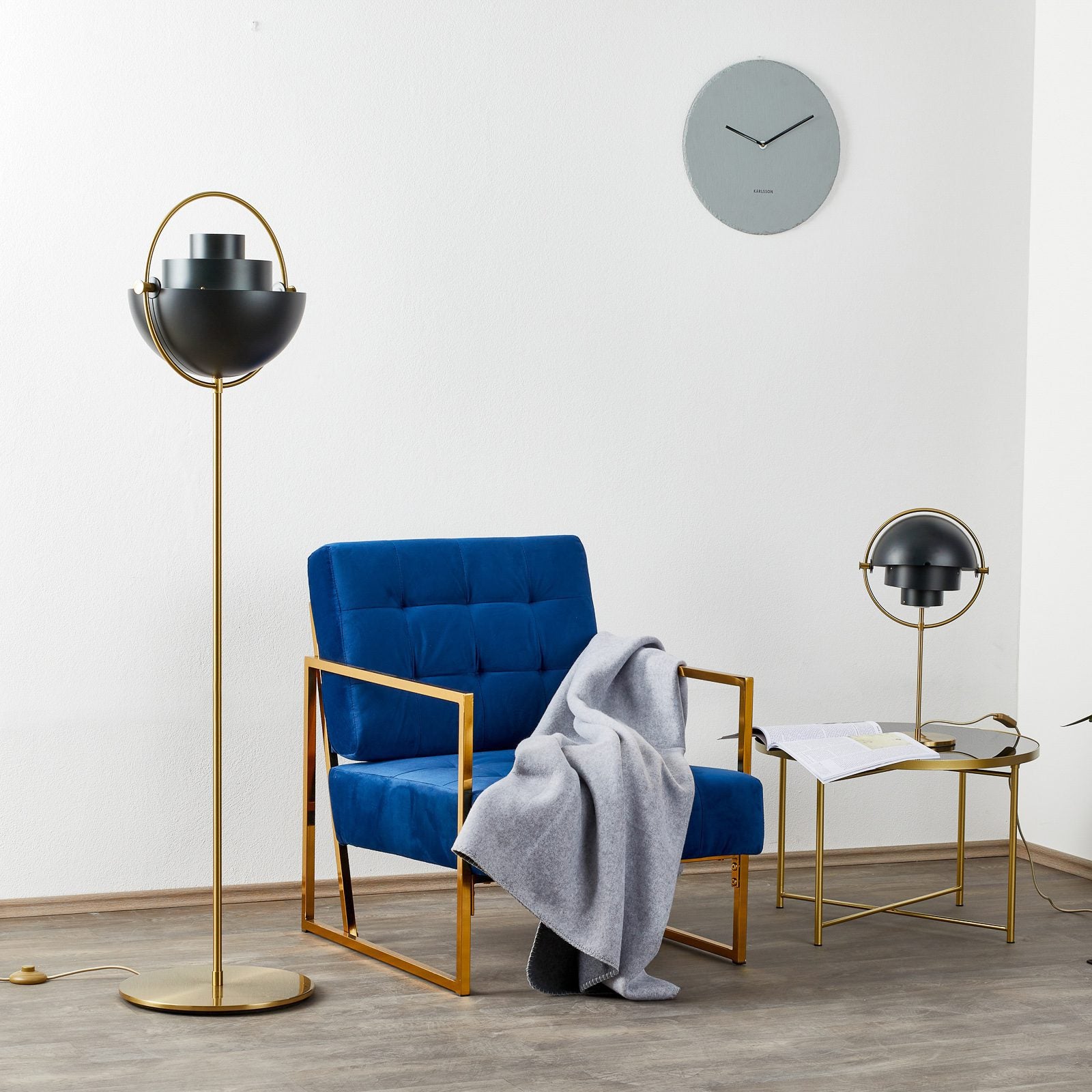 Deformed Ball Floor Lamp with adjustable round shade