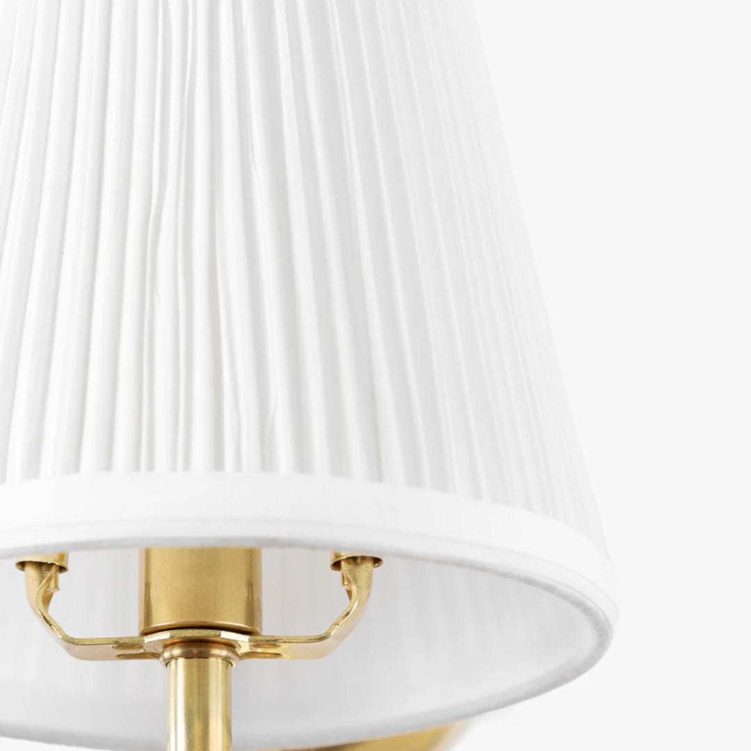 Augusta Vintage Brass Pleated Linen Wall Sconce detail1.webp__PID:430fa3f7-1b69-4adb-933d-70f13cec6e5e