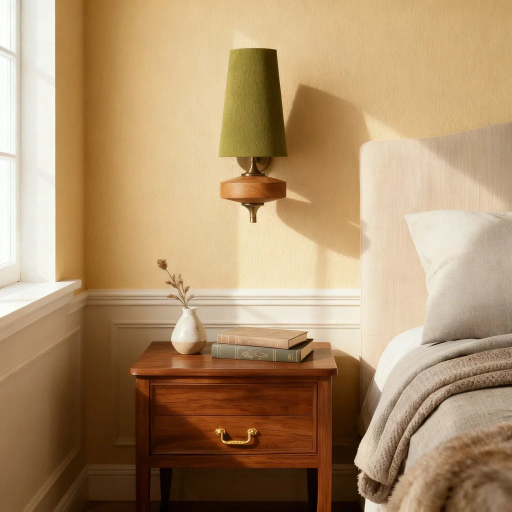 Kaelen Vintage Fabric Tapered Accent Wall Sconce green 2.webp__PID:688b2ea2-6ed9-4d97-bc14-84adcd636a5d