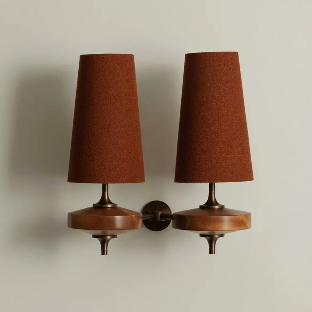 Kaelen Vintage Fabric Tapered Accent Wall Sconce 2 heads red sku.webp__PID:fe92a654-1387-45f5-85b2-7c059c848ba5