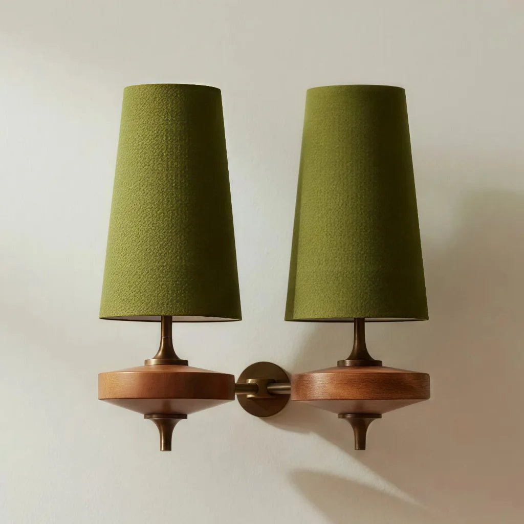Kaelen Vintage Fabric Tapered Accent Wall Sconce 2heads green sku.webp__PID:92a65413-87c5-4505-b27c-059c848ba541