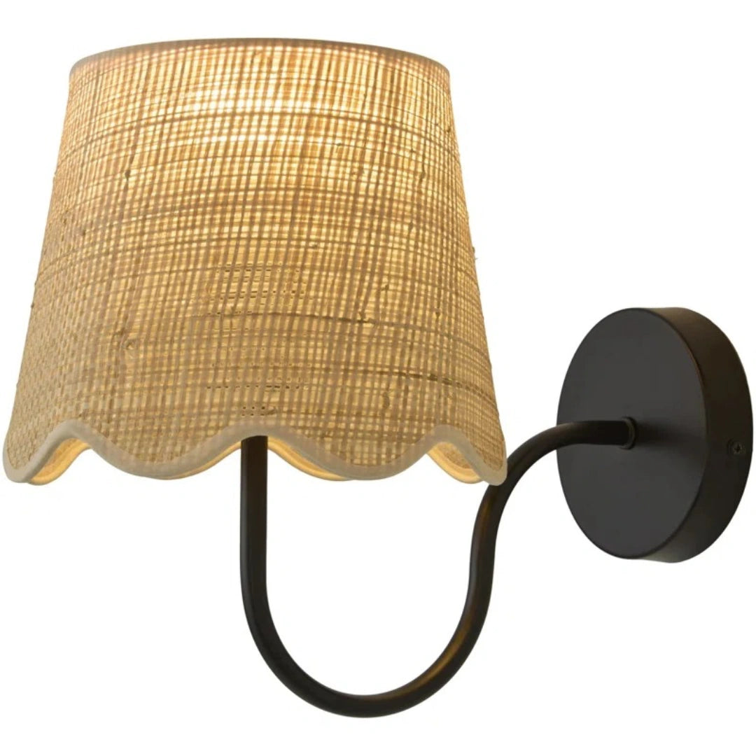 Tracie Farmhouse Rattan Drum Wall Sconce black on.webp__PID:0690bc52-4604-4137-93f8-8c10ce51ecf6