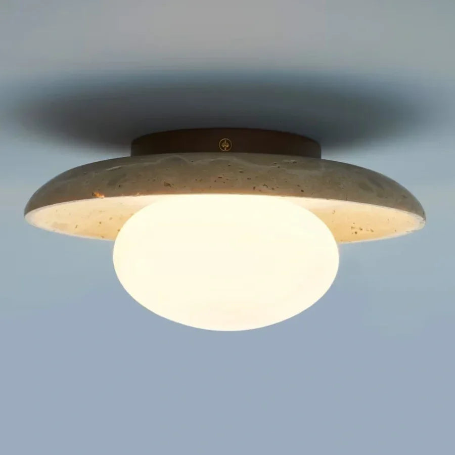 Alaey Modern Travertine Glass Round Dome Ceiling Light on.webp__PID:deb3ae94-b483-4d16-b1ff-b34e18037c63