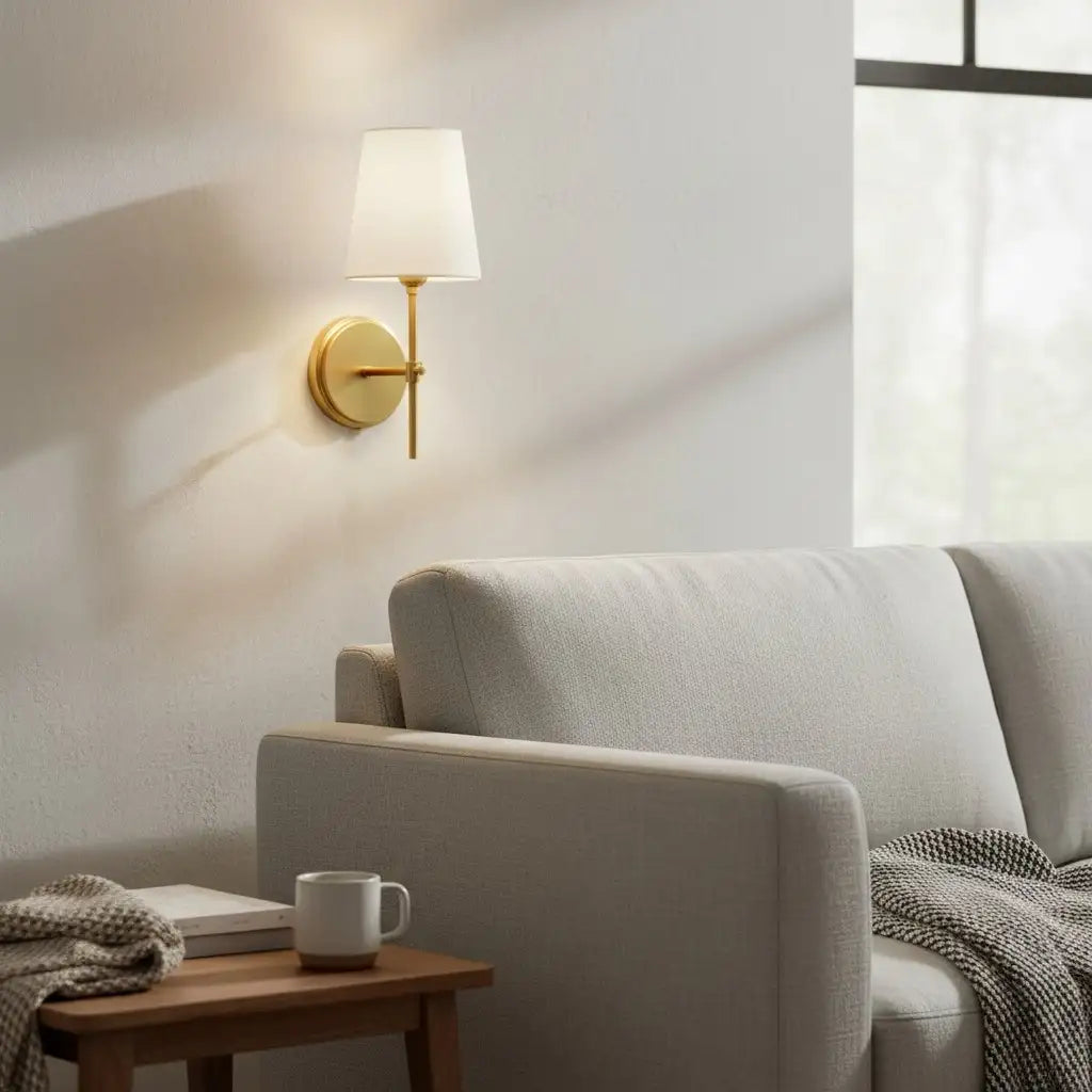 Amberly Minimalist Fabric Brass 1-light Wall Sconce2.webp__PID:894bf9c0-485b-498c-826b-962a4f585e64