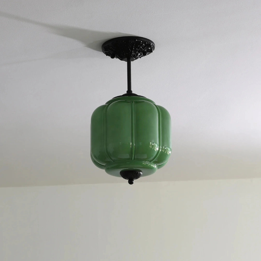 Alana Vintage Cream Glass Pumpkin Ceiling Light green.webp__PID:45a00f83-5bcb-40c3-ac43-18c5b3d24891