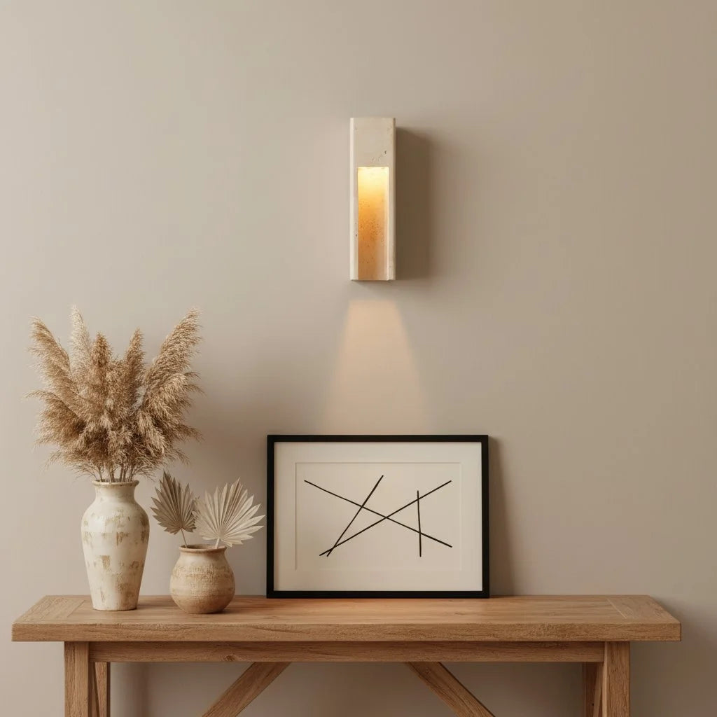 Zoey Minimalist Indoor-Outdoor Travertine Wall Sconce Ivory 6.webp__PID:6508aabd-4768-4984-be63-2c27908302e1