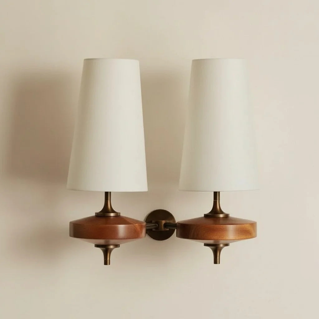 Kaelen Vintage Fabric Tapered Accent Wall Sconce 2heads white sku.webp__PID:a6541387-c5f5-45b2-bc05-9c848ba541ec