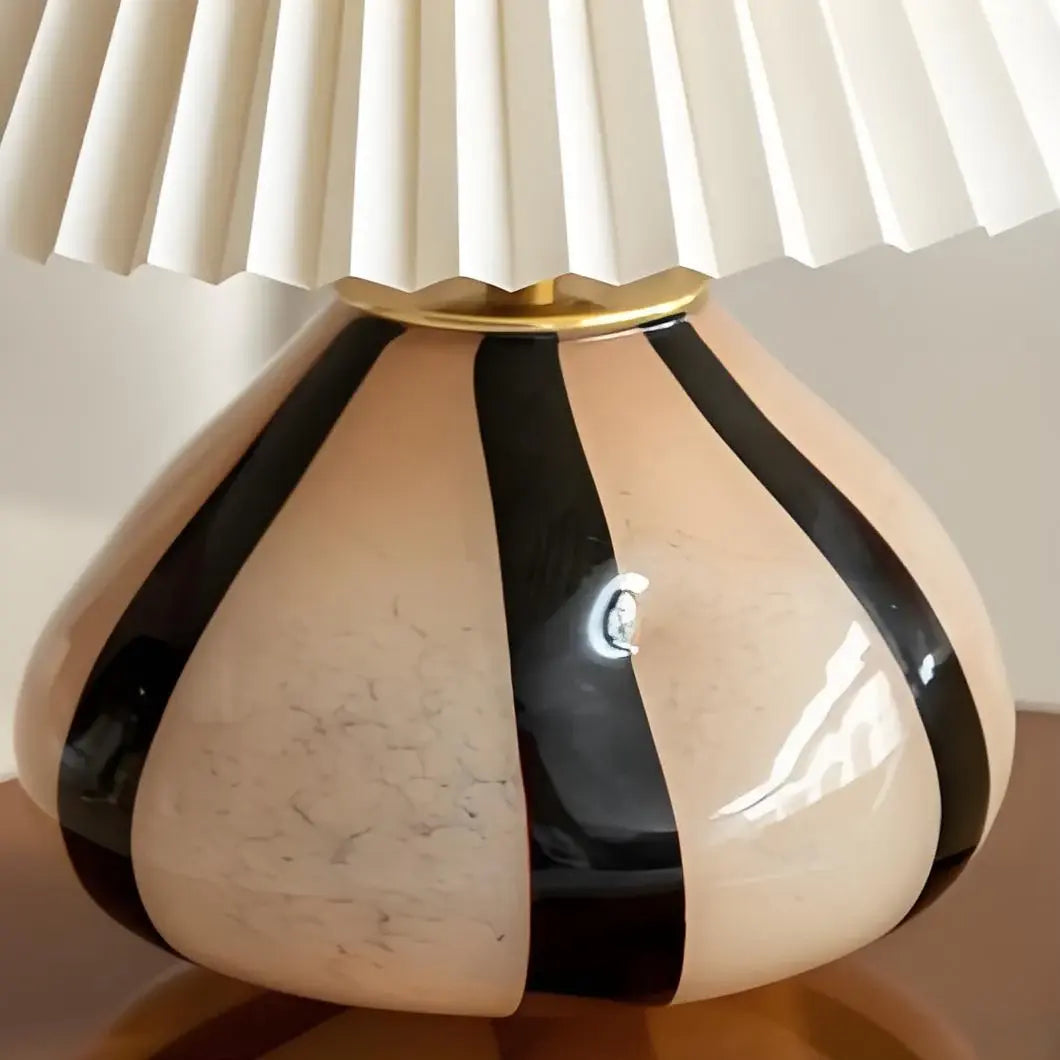 Sylara Mid Century Pleated Fabric Glass Table Lampqt7.webp__PID:eaa9a4f6-11b2-4501-ba06-4b2769f1df42