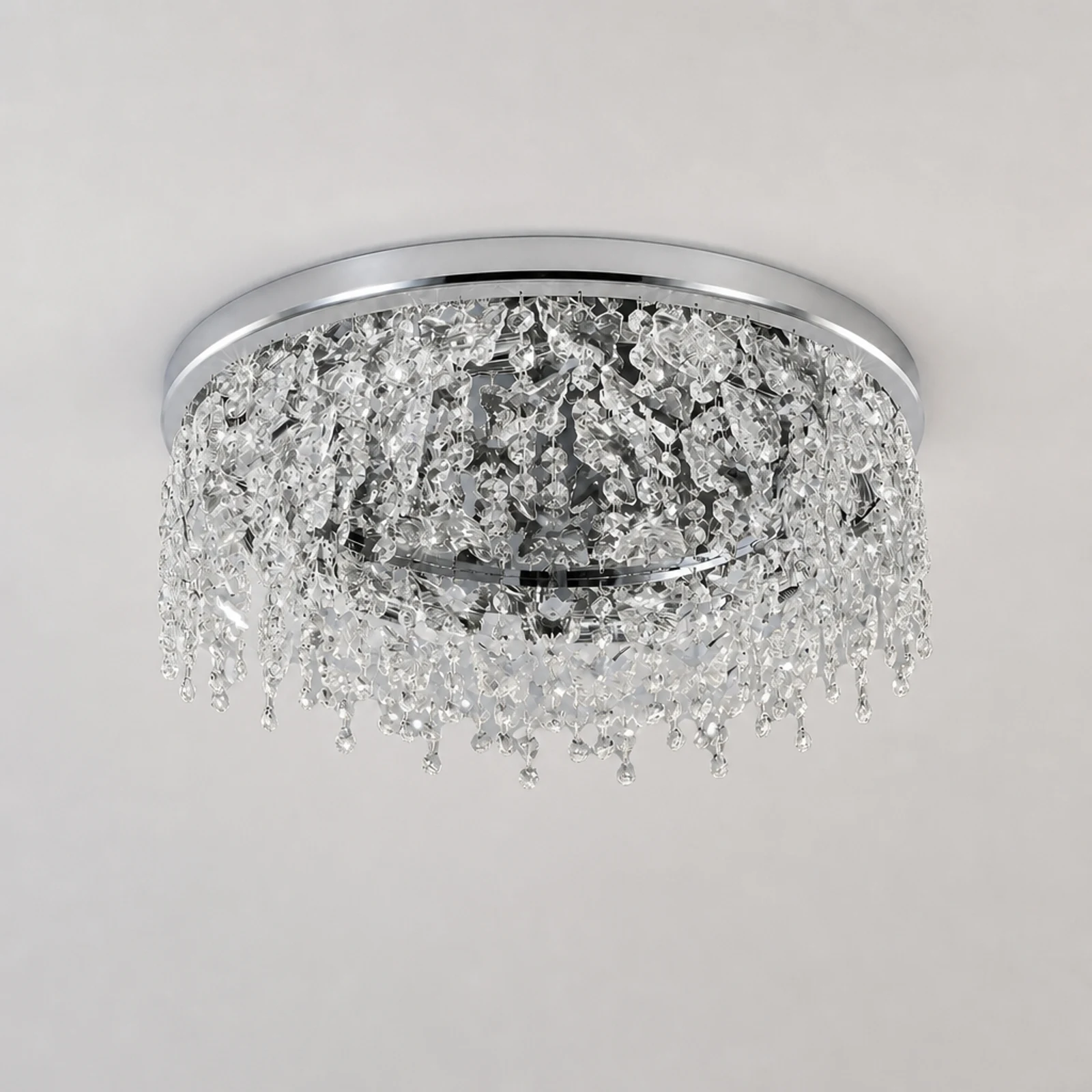 Plafonnier encastré en chrome cristal éteint
