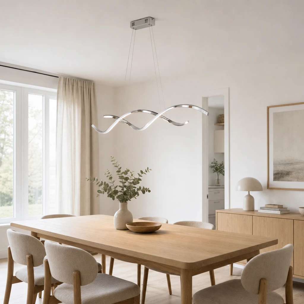 Moderne minimalistische LED-Kronleuchter-Galerieszene 1