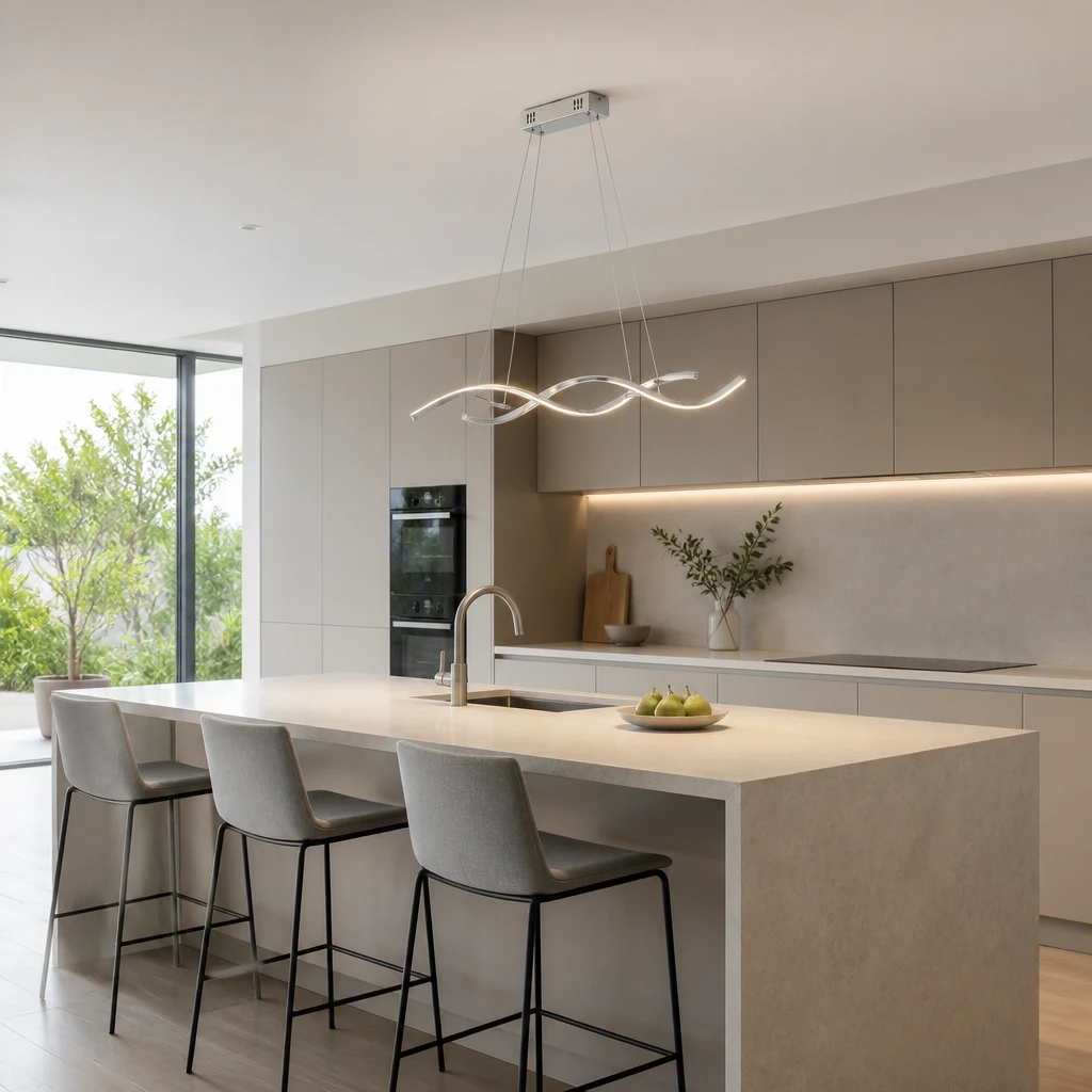 Moderne minimalistische LED-Kronleuchter-Galerieszene 3