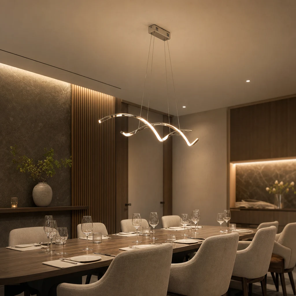 Moderne minimalistische LED-Kronleuchter-Galerieszene 2