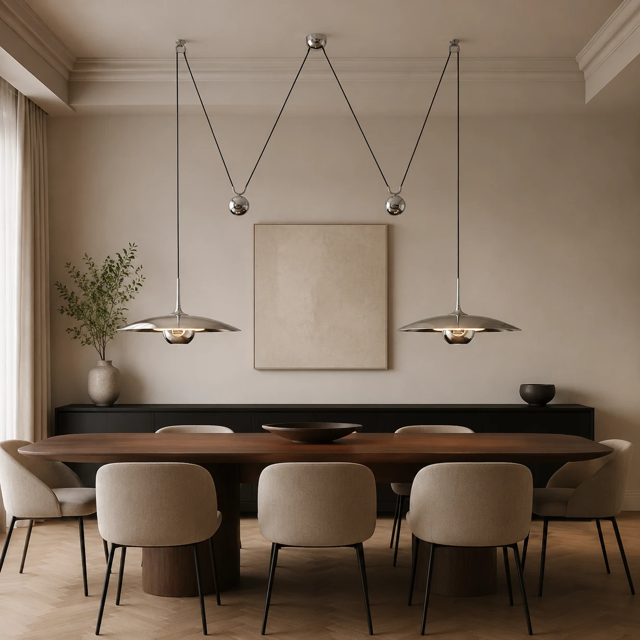 Suspension Double Onos au-dessus d'une table à manger