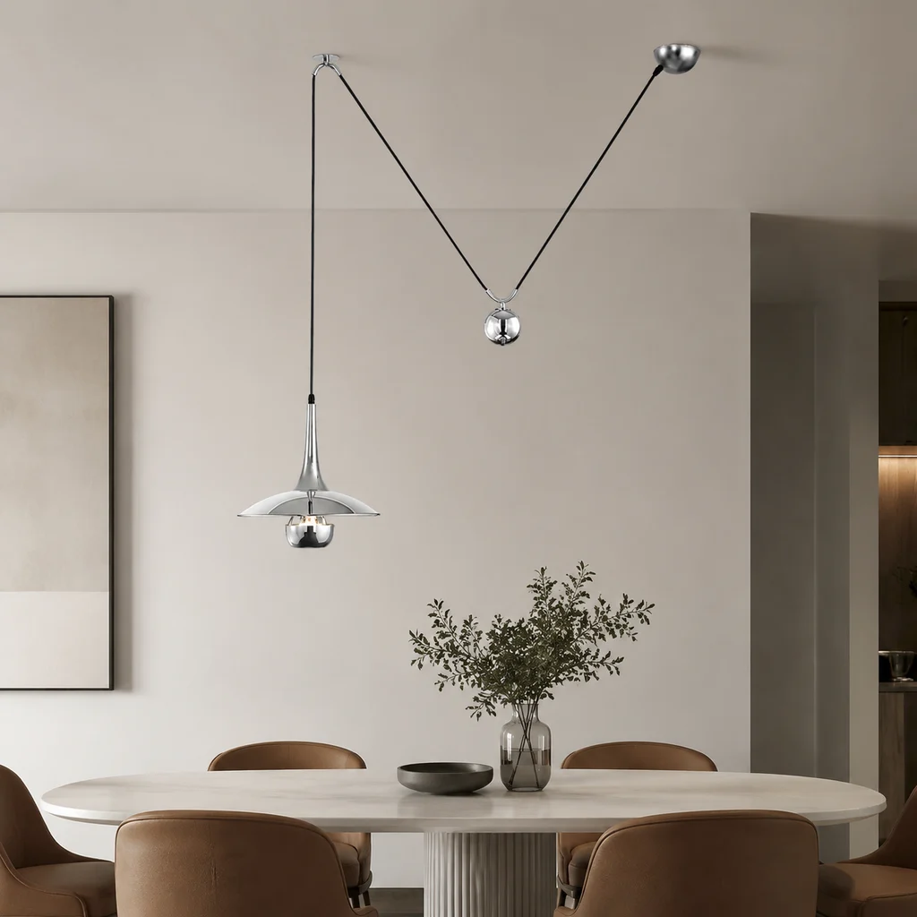 Suspension Onos installée au-dessus d'une table à manger