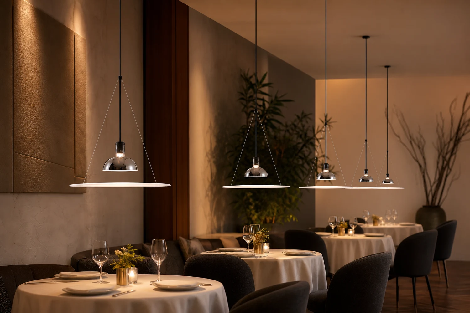 Colgantes Fria UFO en el interior de un restaurante.