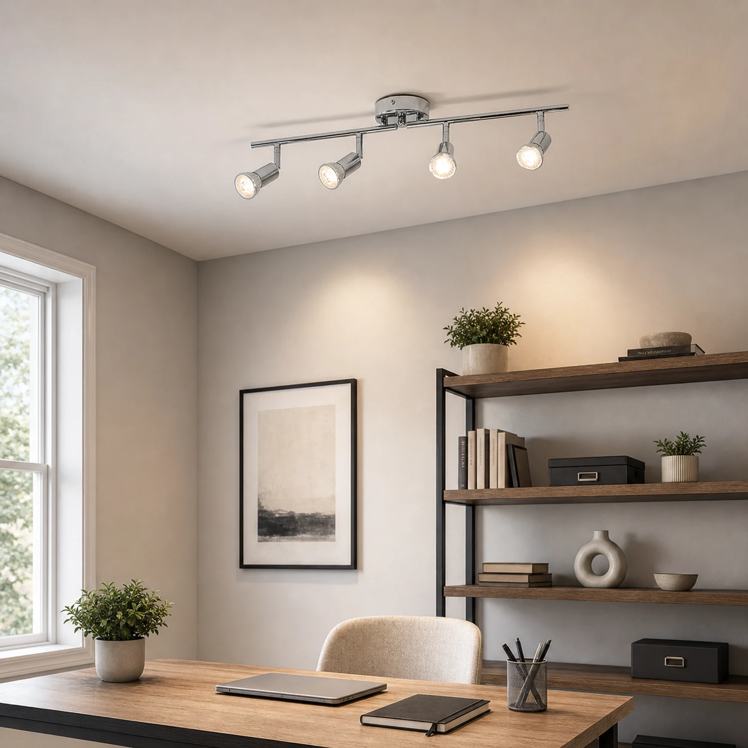 Spot chromé à 4 lumières pour bureau