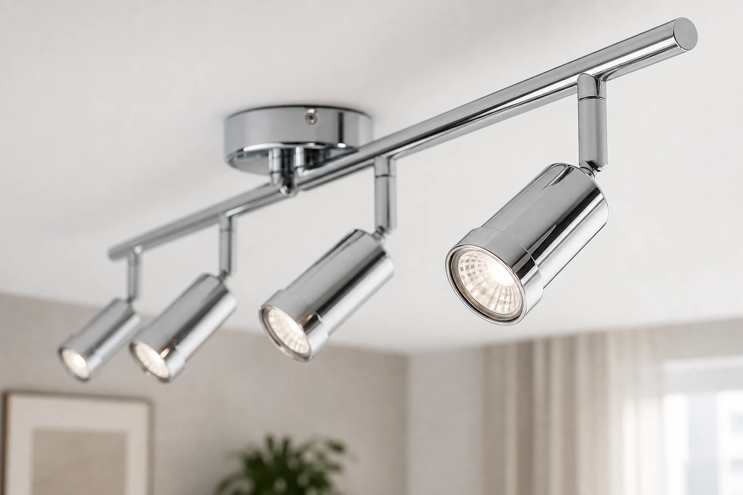 détail de la tête de projecteur chromée réglable