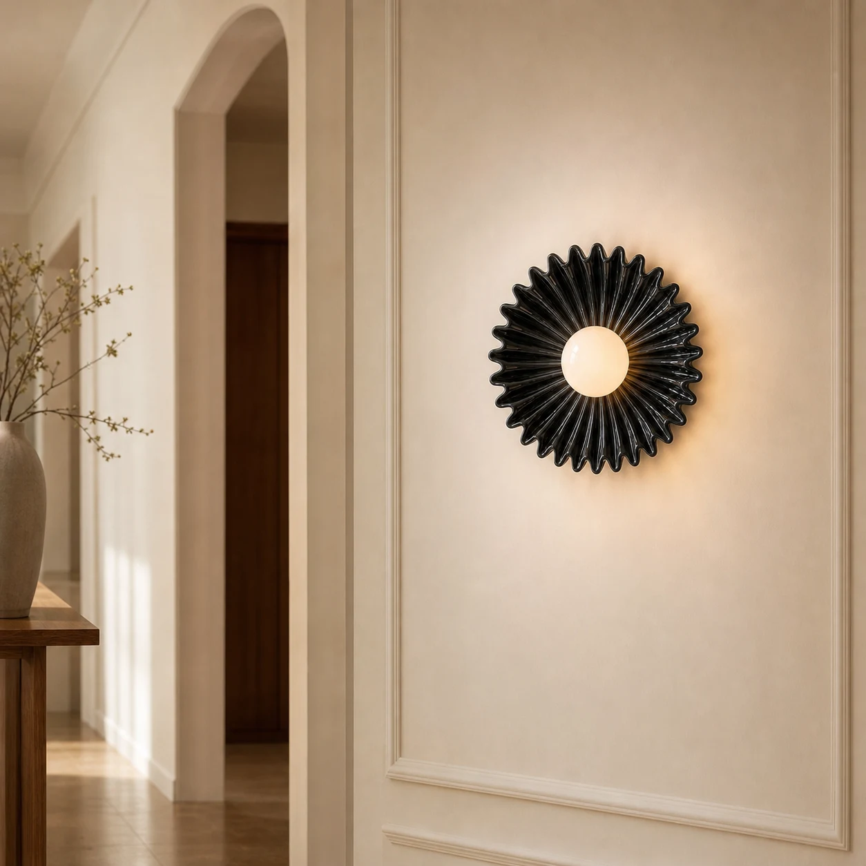 Muurdecoratie met keramische bloem in de vorm van een havik, vierkant model, galerij 2