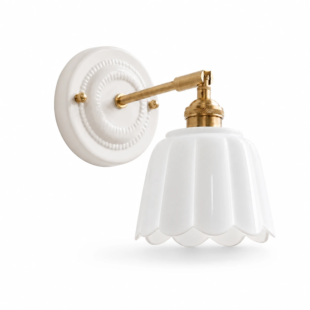 Aplique de pared de cerámica con forma de pétalo blanco